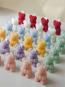 1pc Rose Bear Scented Candle, Individually Packaged, Makes A Great Gift. This Candle Combines Aesthetics And Fragrance, With The Romantic Rose Element And The Adorable Bear Shape Perfectly Blended. - Multicolor - View 6