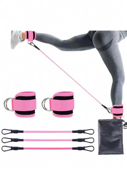 1条踝带，用于腿部和臀部训练 - 配有阻力带和扣环，适用于绳索训练器，2026新款，可调节脚踝负重腿部训练护具，带衬垫，男女通用健身房瑜伽工具
