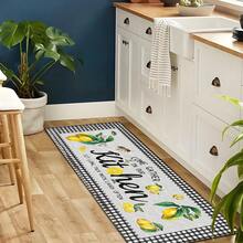 1 pieza Alfombra impresa con patrón de limón, tapete de lana sintética - Altamente absorbente, fácil de limpiar, adecuado para decoración del hogar, estilo rústico, entrada, interior, habitación, cocina, comedor, oficina pequeña/oficina en casa, fregadero, lavandería, felpudo, alfombrilla de cocina, alfombrilla antideslizante - Multicolor - Ver 6