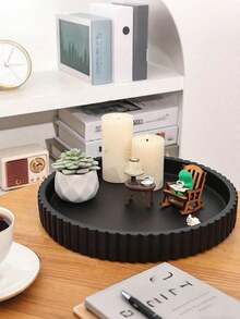 Round Decorative Tray, Suitable For Coffee Table Decor - Wooden Round Serving Tray, Home Decor Tray - Coffee Table Decor - Decorative Tabletop Tray - Center Piece Tray - Multicolor - View 2