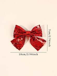 2pcs Sparkling Plain Hair Bows For Girls Gold Sequins Covered Bow Alligator Clips Party Dance Party Hair Clips Shiny Girls Pigtail Bows Barrettes Kids Hair Accessories - Đỏ - Xem 5