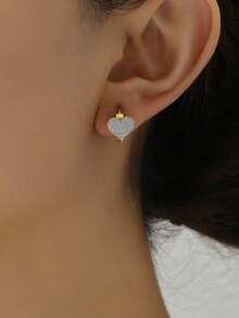 1 Pair Fashionable Classic Versatile Commute Chic Personalized High-End Heart Design Earrings For Women - Silver - View 8