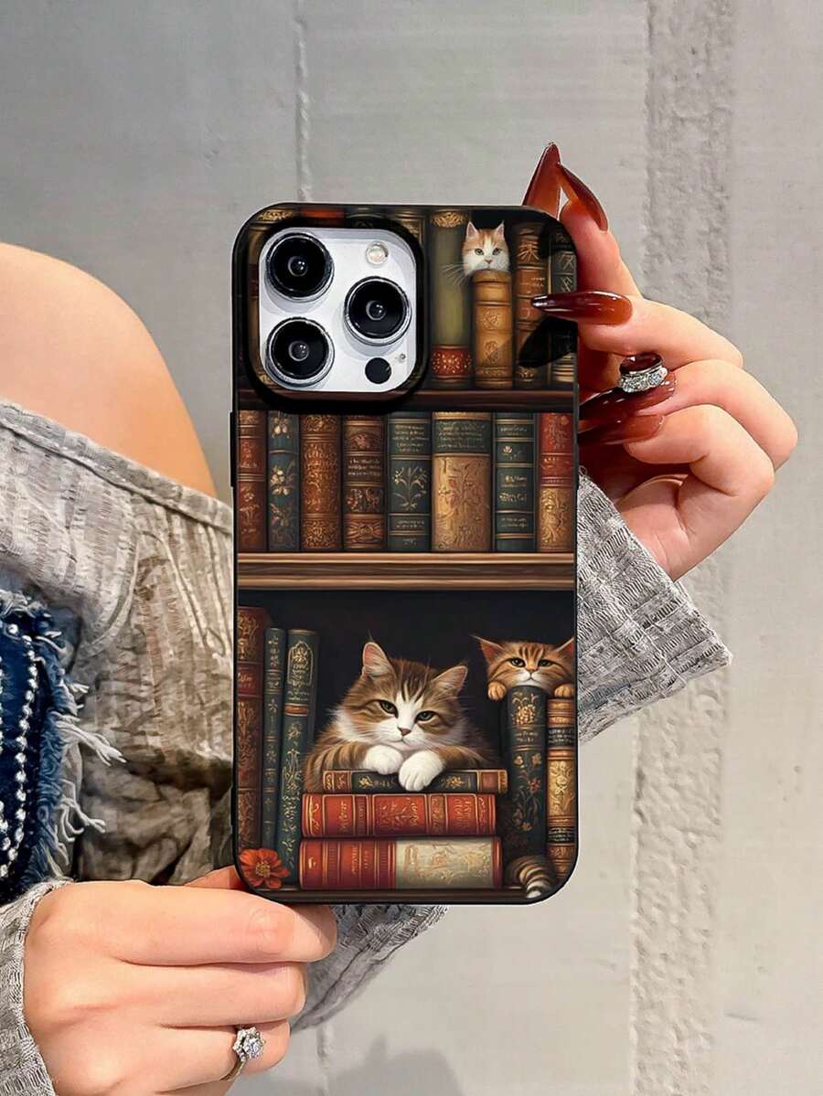 1.5毫米厚猫咪图案防摔手机壳，兼容 17/16 Pro Max、15、14/13、12、11 Pro Max、XS Max、X、XR、8、7、Plus、Mini，适合作为生日礼物、送给女朋友、男朋友或自用。 - 黑色 - 查看 1