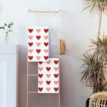 2pcs Valentine's Day Kitchen Towels Red And Pink Heart-Shaped Love Valentine's Day Napkins, Country-Style Wedding Anniversary Hand Towels, Kitchen Decor - White - View 3