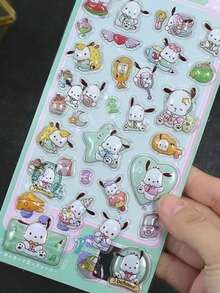 Embossed Sticker, Waterproof Cute Girl Cartoon Decor Stickers For Handbag, Water Bottle, Suitcase, Versatile Desktop Stickers (Some Styles May Have Color Variations, Randomly Sent)