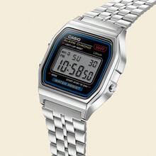 Casio 卡西欧男士经典复古运动腕表 A159WA-N1，黑色表盘，不锈钢表带，日期显示，休闲配饰，男士礼物 - 黑色 - 查看 8