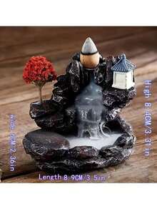1pc Resin Crafted Waterfall Incense Burner, Reverse Flow Incense Burner, Mountain Tower Incense Holder, Decorative Incense Stand, Room Decor, Dining Table Decor, Creative Home Gift - Multicolor - View 9