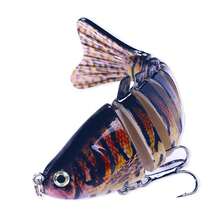 1个淡水和海水两用钓鱼路亚，带三叉钩，慢沉多节泳饵，逼真仿饵，适用于鲈鱼、鳟鱼、海鲈、条纹鲈和红鱼。