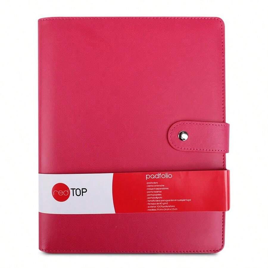 SUIOO Office Depot Padfolio Rosa Libreta con pasta dura Sketchbook con cierre con broche Cuaderno con 4 Separadores Libreta de notas con portatarjetas y portabolígrafo Diario de 96 hojas Rosa - como en la foto - Ver 1