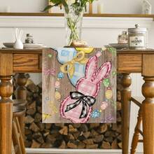 Khăn trải bàn trang trí hình thỏ, trứng Phục Sinh bằng gỗ với họa tiết hoa và nơ, trang trí nhà bếp, phòng ăn theo mùa xuân, trang trí tiệc tại nhà. - Nhiều màu - Xem 3