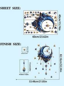 1PC Middle Eastern Holiday Creative Embossed Star And Moon Wall Decorations For Bedrooms And Dining Rooms. Middle Eastern Style, Limited Edition, Self-Adhesive, Residue-Free, Easy To Remove, A Great Item For Transforming Small Apartment Walls With A Sophisticated Look. - Multicolor - View 8