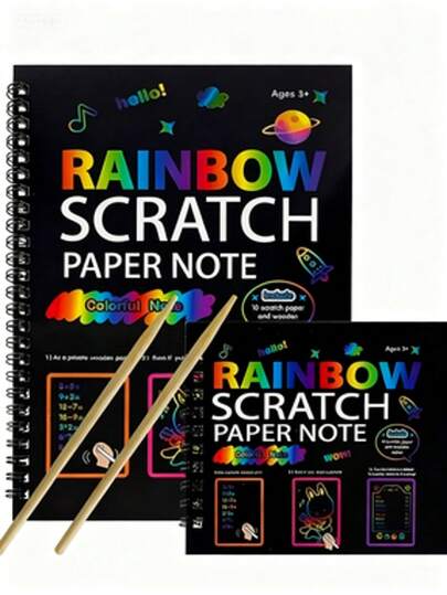 Rainbow Scratch Art Notebook - DIY Creative Drawing Book, Suitable For Art And Craft Projects | Colorful Scratch Paper, Meets Hobby And Creative Expression Needs | Reusable Art Supplies, Suitable For Home And Leisure Use