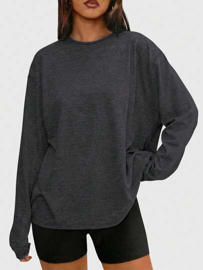 Speed mate 2026 New Women Loose Long Sleeve T-Shirt, Basic Round Neck Tee, Casual Sports Y2K Style Clothing For Autumn