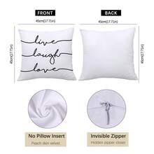 4pcs Minimalist Black & White Geometric Love Home Pillow Covers, Single-Sided Soft Peach Velvet Fabric, 45*45CM Cushion Covers For Room Decor, Indoor Sofa Living Room Decoration, Party Decor, Decorative Pillow Gift - Multicolor - View 2