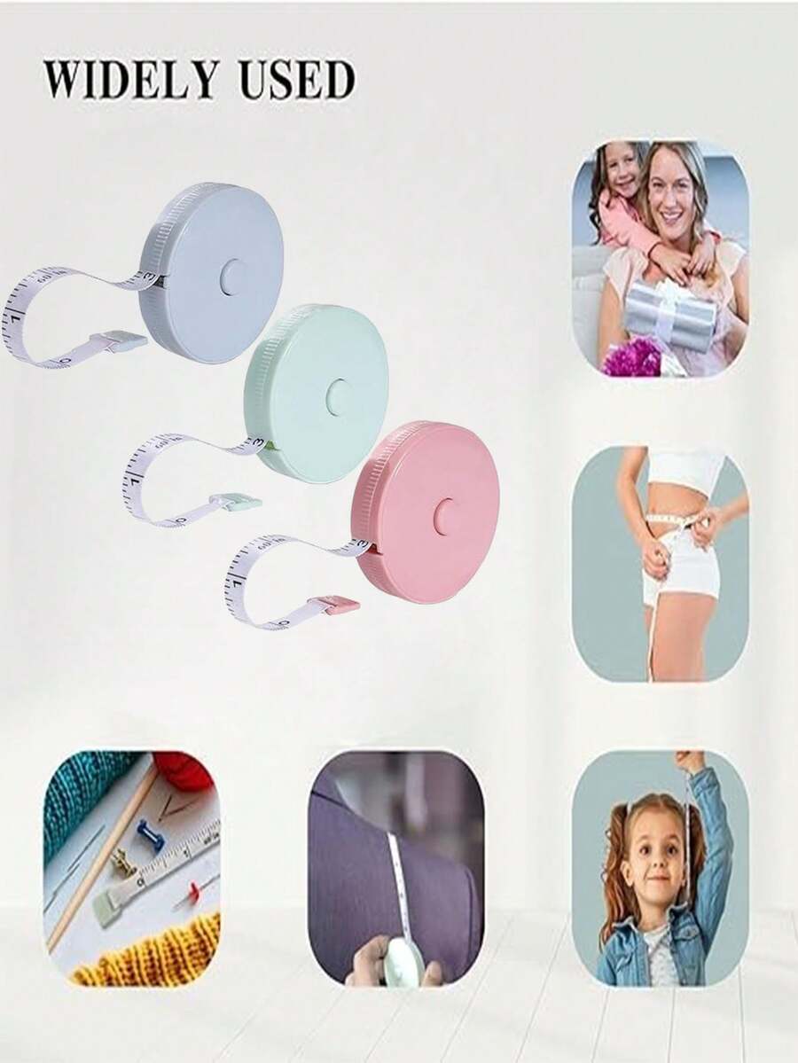 Soft Retractable Ruler, Body Fabric Sewing Tailor Knitting Craft Weight Loss Measurement, Retractable Black Double-Sided Tape Measure Body Measurement - Multicolor - View 1
