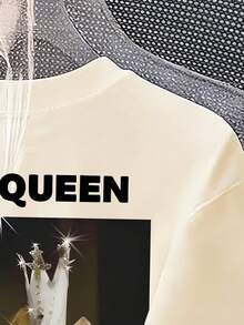 Tween Girls' Cartoon Hamster Print Loose Fit Round Neck Drop Shoulder T-Shirt - Apricot - View 6