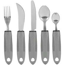 Utensilios Adaptativos para Temblores en las Manos, Artritis y Parkinson, Juego de Cubiertos de Acero Inoxidable con Cuchillos Pesados, Utensilios para Comer para Discapacitados - / - Ver 1
