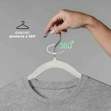 Juego de 10 Ganchos de Terciopelo Beige Antideslizantes |   Diseño Delgado 0.5 cm para Ahorro de Espacio |   Cabezal Giratorio 360 ° |   Organizador Elegante y Versátil para Ropa, Vestidos, Camisas y Armario Hogar CJ9P - Marfil - Ver 3