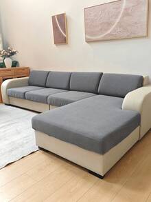 1 chiếc vỏ đệm ghế sofa dệt jacquard màu trơn, chất liệu sợi polyester co giãn, có thể tháo rời và giặt được, phù hợp cho phòng khách và phòng ngủ. - Xám - Xem 5