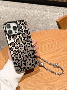 Shiny Gold Leopard Print Shock-Proof Phone Case With Matching Phone Lanyard, Compatible With Apple 16/17/14 Pro Max, 13, 15, 12/12 Pro, 11, 13 Pro Max, Stylish New Design For Women And Men
