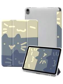 优雅卡通猫咪图案透明硅胶减震支架，带笔槽，适用于 iPad 10 代、iPad (A16) 11 英寸 11 代（2025 款）、iPad 9 代（10.2 英寸），支持唤醒功能，是理想的节日礼物。 - 彩色 - 查看 2
