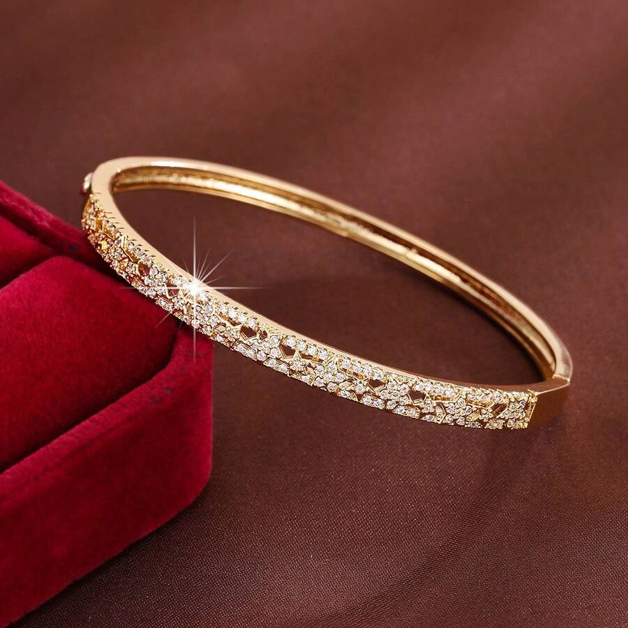 1pc Elegant Starry Geometric Design Cubic Zirconia Inlaid Women Bracelet, Casual Gift - Multicolor - View 1
