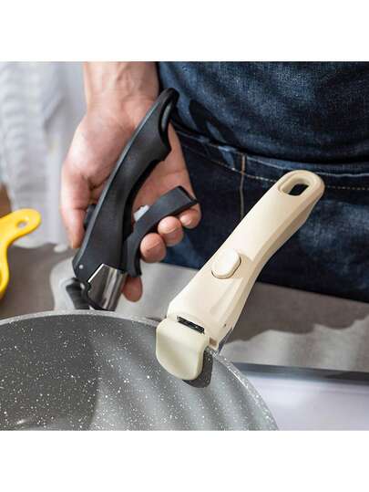 두꺼운 범용 냄비 손잡이 그리퍼 - 내열 분리형 주방 및 야외 조리 냄비 홀더, 금속 냄비 뚜껑 손잡이, 인체 공학적 디자인, 간편한 설치/분리 레버 메커니즘, 대부분의 실내/외 조리 냄비에 적합; 단열 및 미끄럼 방지 디자인