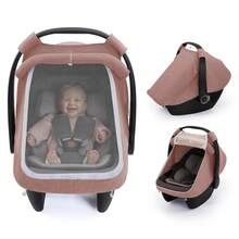 婴儿汽车座椅罩，超大网眼窗，透气棉布，婴儿防风遮阳篷，轻便婴儿汽车座椅遮阳篷，必备婴儿礼物 - 彩色 - 查看 4