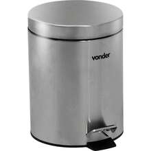 Lixeira redonda 5 litros inox cinza com escova sanitária VONDER - Amarelo - Visão 3