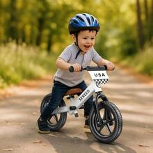 SEREED Bicicleta de equilibrio para niños de 12 pulgadas sin pedal para niños de 24 meses a 5 años placa personalizada 3 juegos de calcomanías incluidos ajustes sin herramientas regalo para - Blanco - Ver 8