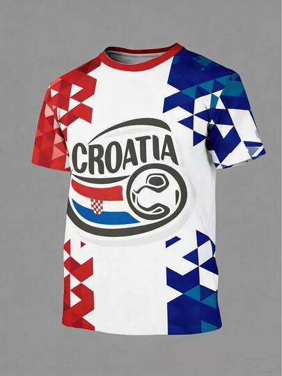 男士3D印花足球风格T恤 - 可机洗男士足球球衣，适合比赛、足球主题活动以及送给足球迷的礼物