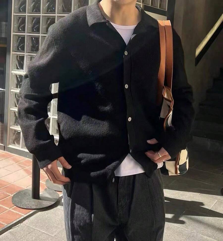 Men Sports Cardigans - Black - View 1