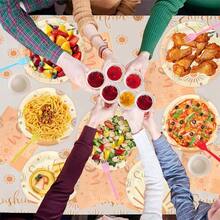 R's Platos para Fiestas de Cumpleaños Juego de Vajilla Desechable Incluyendo Bandeja de Papel Vasos de Papel Toallas de Papel Manteles Adecuado para Fiestas de Festivos Sol - Sol - Ver 7