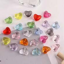 100PCS透色混色愛心串珠