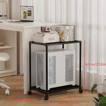 1pc Multi-Layer Multi-Function Computer Tower Stand With Wheels, Wheels Can Be Fixed, For Office And Home Use, Increases Storage Space, Easy Manual Assembly