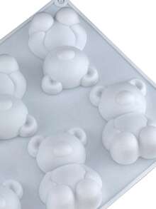 1pc Cute Bear Shaped Silicone Mold, Valentine's Day Bear Mousse Mold, Easy Release French Cake Silicone Mold, Chocolate Candy Mold - White - View 8