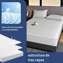 AMOROSA 1Pieza Cubre Colchón Ajustable Elástico(No Incluye Funda de Almohada)para Cama Matrimonial(135*190cm )/King(200*190cm ) Suave y Cómodo Protector de Colchón Sábana Matrimonial, Sábana King para Decoración de Hogar-Envío Local Rápido-Blanco - Blanco - Ver 2
