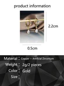 1 Pasang Anting Minimalis Bentuk Tetesan Air Mata Zirkonia Merah - Zirkonium berwarna dan putih - View 5