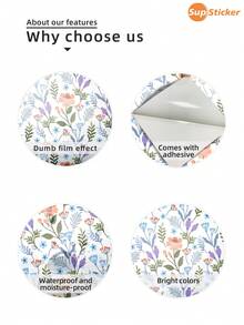 1张清新花卉图案贴纸，笔记本电脑触控板贴纸，PVC材质，自粘，可移除，防尘，防刮，不留残胶，用于笔记本电脑触控板装饰、保护和个性化定制，尺寸：3.54x5.51英寸 - 彩色 - 查看 7