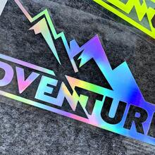 1pc ADVENTURE Motorcycle Gas Tank Trunk Car Window Windshield ADV Off-Road Reflective Decal Sticker, Creative Modification - one-size - View 4