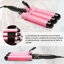 3 piezas Rizador de pelo, rizador de pelo, rizador de pelo de, grado, rizador de pelo eléctrico de calentamiento rápido, herramienta rizadora de pelo dorada peinado - Tipo de Enchufe A USA (110-127V) - Ver 6