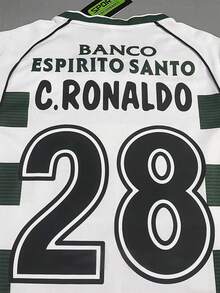 0103 Lisbon Athletic Home Jersey RONALDO 28 Retro Jersey Short Sleeved Vintage Soccer Jersey Football Shirt - 墨綠色 - 查看 2