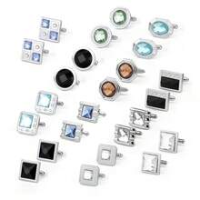 12 Pairs Diamond-Shaped Brass Cufflinks, Elegant & Minimalist Design, High-End Gift Box Set, All Season