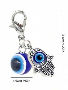 2pcs/Set Blue Evil Eye Keychain Amulet Lucky Alloy Keyring, Bag Charm, Car Key Chain, Pendant Gift For Friends - Multicolor - View 8