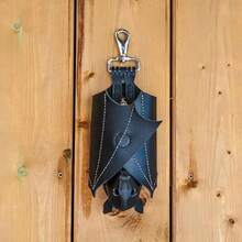 Leather Bat Coin Purse, Hand-Sewn Hanging Bat Zippered Coin Pouch Leather Suede Keychain Wallet For Family Friends - Ví hình con dơi - Xem 5