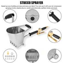 Pulverizador neumático de estuco y cemento, pulverizador de tolva de mortero de cemento, herramienta para enlucido de paredes con 4 chorros - Plateado - Ver 6