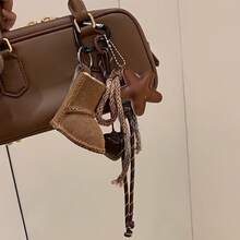 A Stylish Starfish And Snowflake Charm Keychain - Woven Cord Bag Accessory With Heart-Shaped Pendant, Suitable For Handbags, Cozy Winter Shoe Decoration Accessory. EYLH - màu nâu - Xem 3