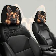 Set Of 2 Fun Car Headrest Covers - Featuring Expressive Dog Designs, No Filling Required, Quick Installation, Fits All Cars, SUVs, And Trucks - Perfect For Halloween, Christmas, And Everyday Decoration - Unisex Fun Car Interior Accessory - Easy Clip-On Installation - Chó chăn cừu Đức - Xem 5
