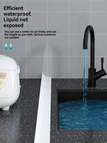 1pc Silicone Self-Adhesive Kitchen Sink Edge Water Stopper, 1m/2m Bathroom Vanity Countertop Water Barrier, Home Use Self-Adhesive Water Stopper - Multicolor - View 2