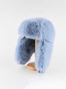 女士毛绒帽，加厚仿毛皮耳罩，适合秋季户外活动 - 彩色 - 查看 6